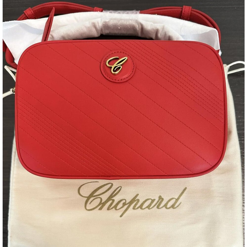 Chopard Happy Sport Red Leather Camera Crossbody Bag 95000-1108
